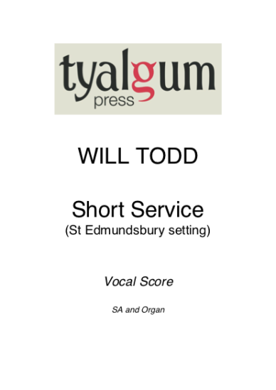 Short Service St Edmundsbury Setting Vocal Score