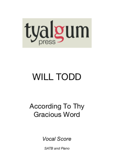 According To Thy Gracious Word Vocal Score