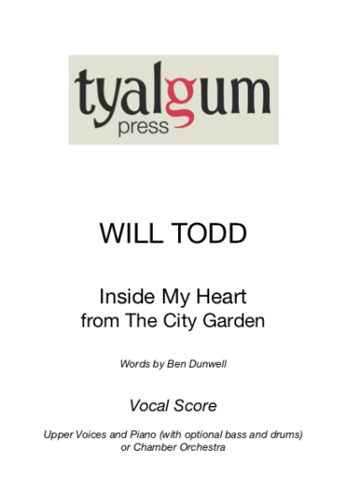 Inside my Heart from The City Garden SA only Vocal Score