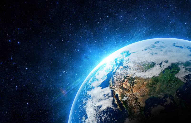 Picture of illuminated planet earth from outerspace